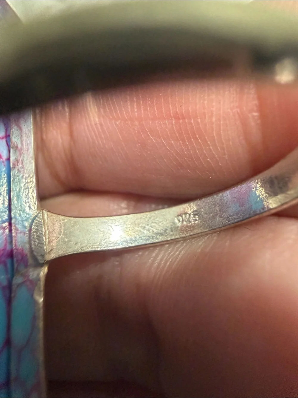 Sterling Silver 925 Blue Purple Patterned Wearable Accent Ring